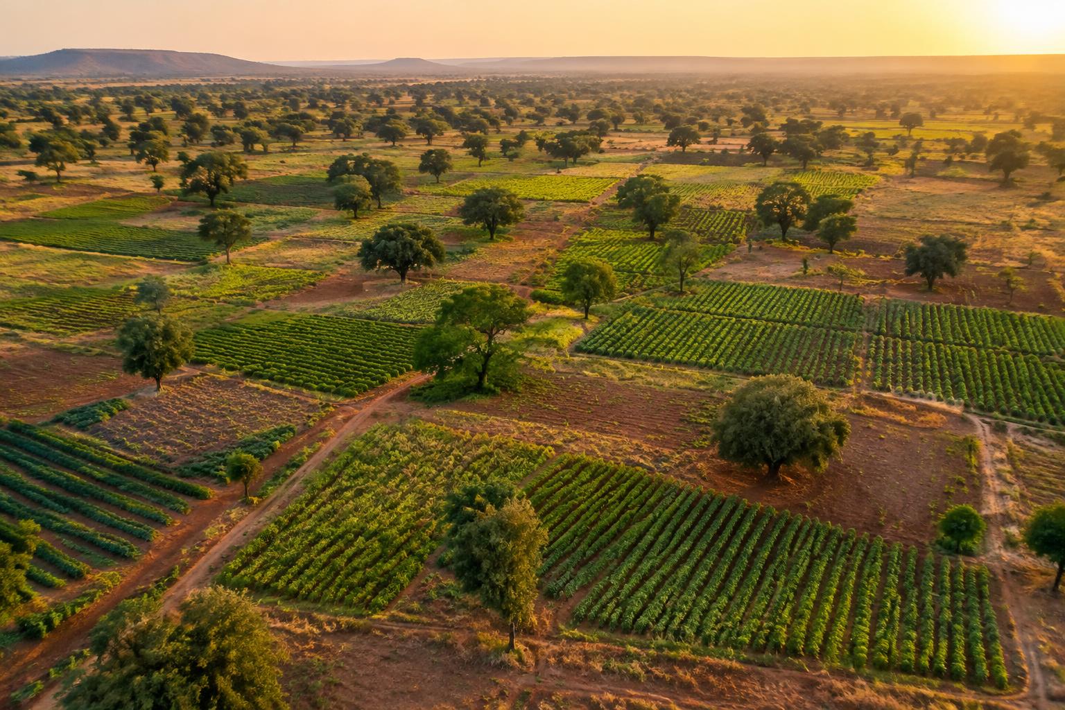 Aerial view of farmland